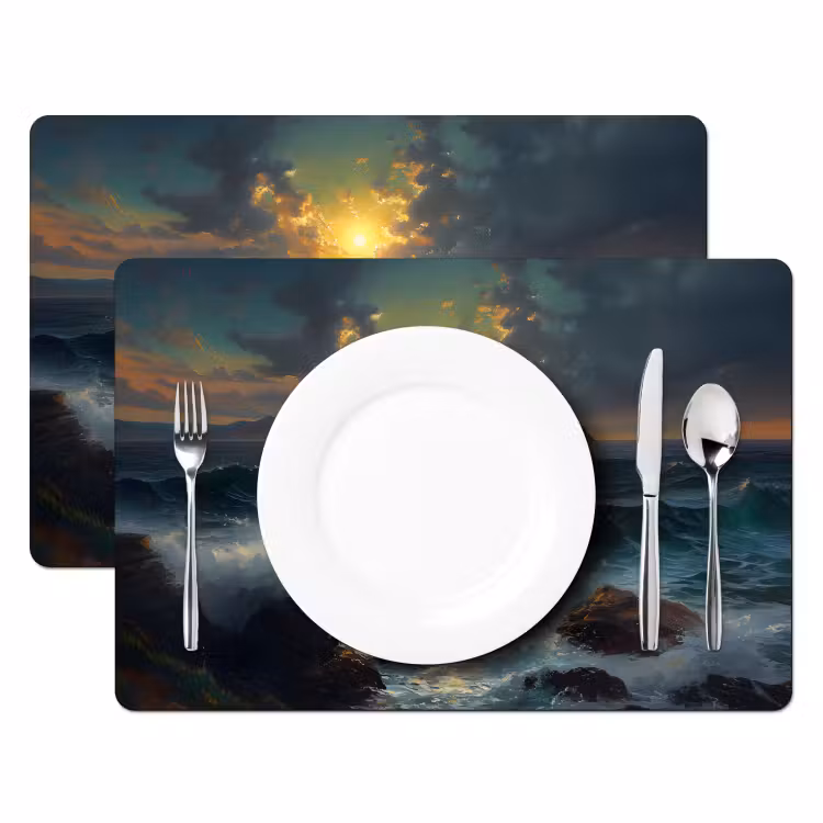 Placemat - 6 stuks - Zee - Zon - Golven - Rotsen — 2