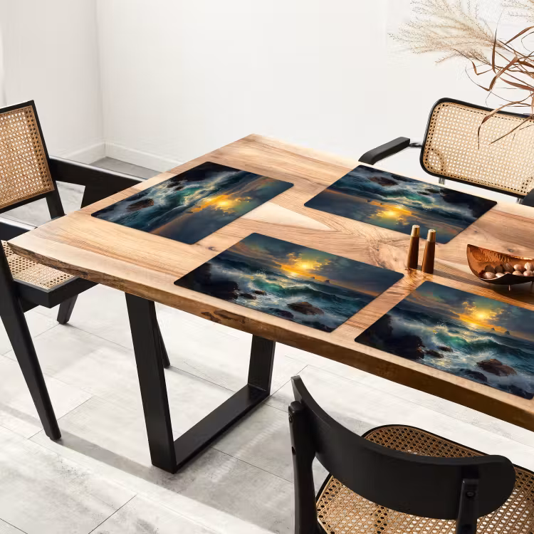 Placemat - 6 stuks - Zee - Zon - Golven - Rotsen — 5