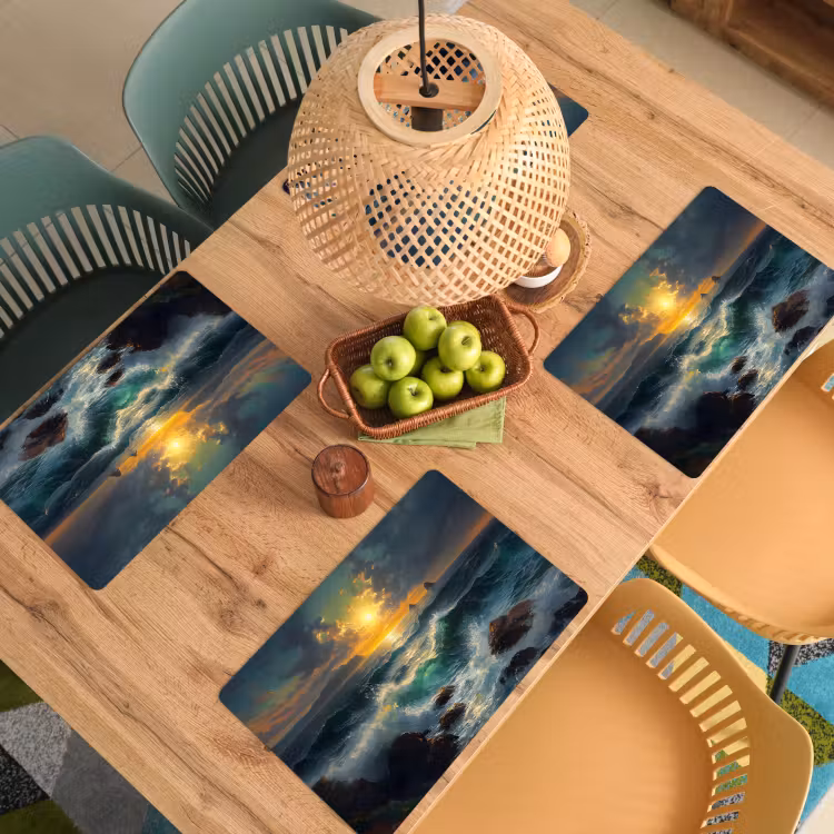 Placemat - 6 stuks - Zee - Zon - Golven - Rotsen — 6