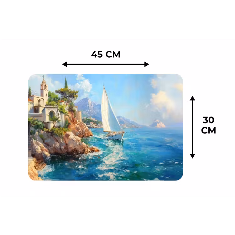 Placemat - 6 stuks - Zeilboot - Rotsen - Kust - Huizen — 3