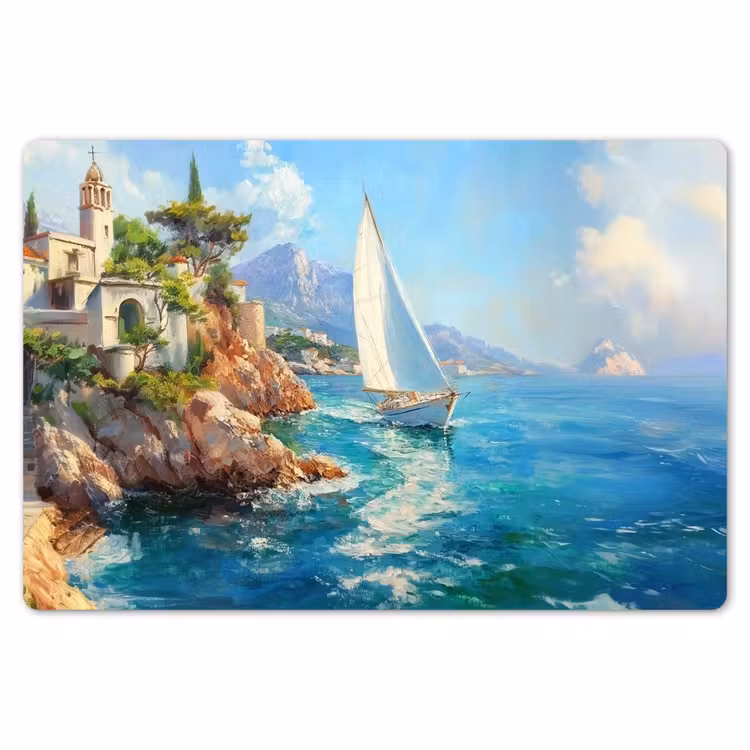 Placemat - 6 stuks - Zeilboot - Rotsen - Kust - Huizen — 7