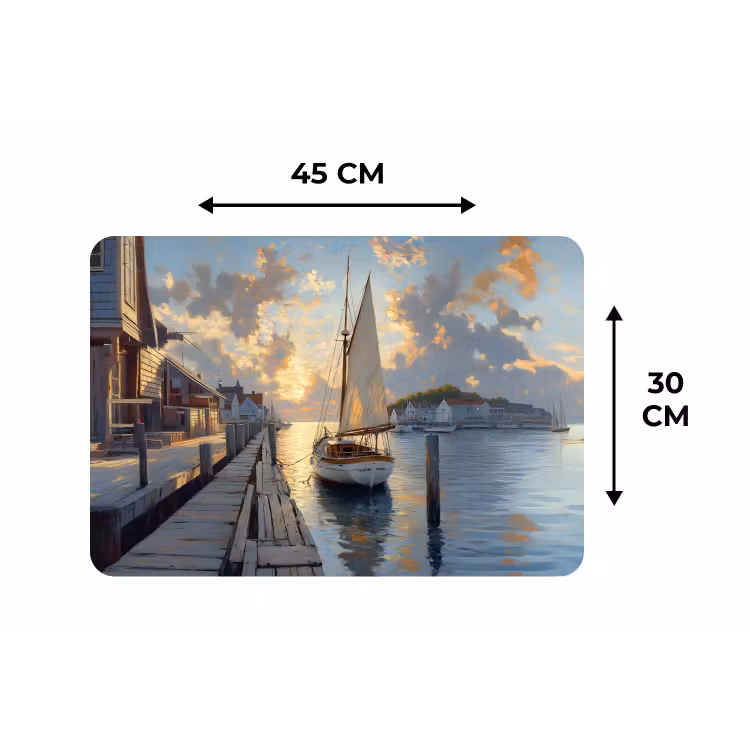 Placemat - 6 stuks - Zeilboot - Zon - Pier - Hout — 3