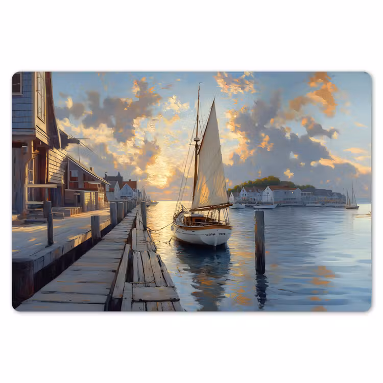 Placemat - 6 stuks - Zeilboot - Zon - Pier - Hout — 7