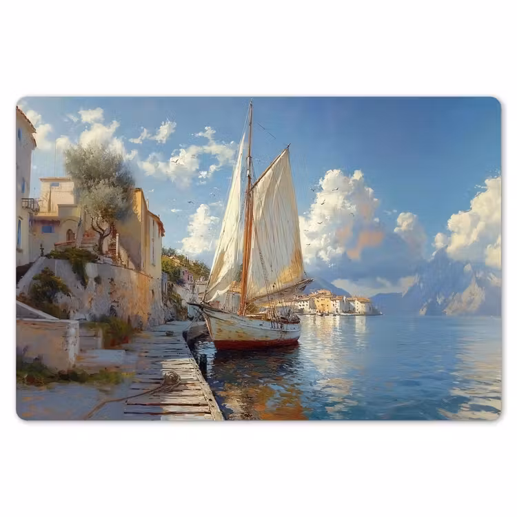 Placemat - 6 stuks - Zeilschip - Huizen - Kade - Zee — 7