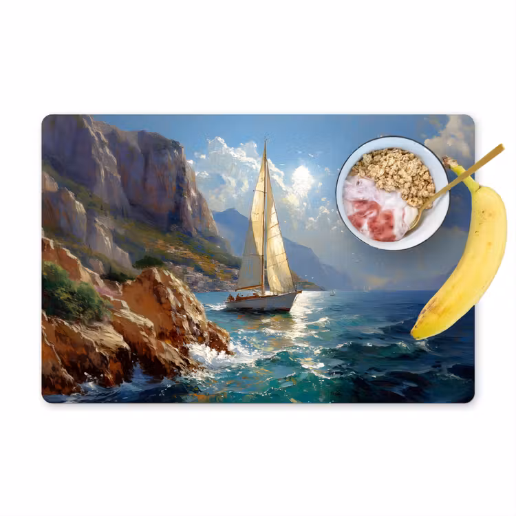 Placemat - 6 stuks - Zeilschip - Zee - Rotsen - Wolken — 1