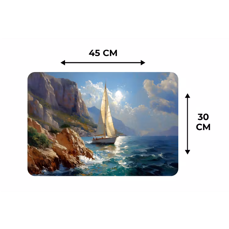 Placemat - 6 stuks - Zeilschip - Zee - Rotsen - Wolken — 3