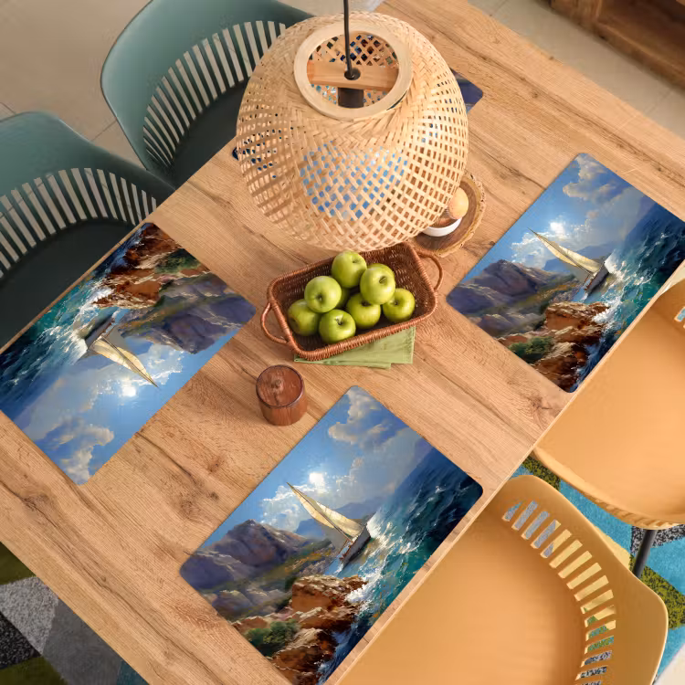 Placemat - 6 stuks - Zeilschip - Zee - Rotsen - Wolken — 6