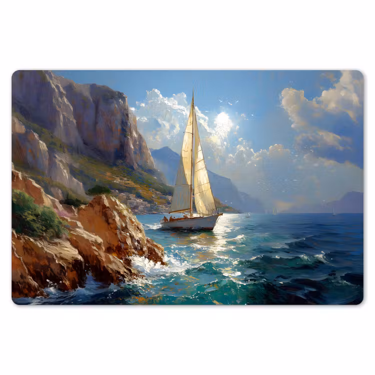 Placemat - 6 stuks - Zeilschip - Zee - Rotsen - Wolken — 7