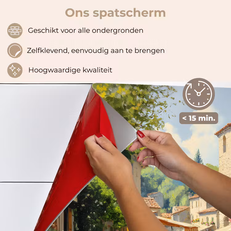 Spatscherm keuken - Dorp - Zon - Kraampjes - Huizen — 4