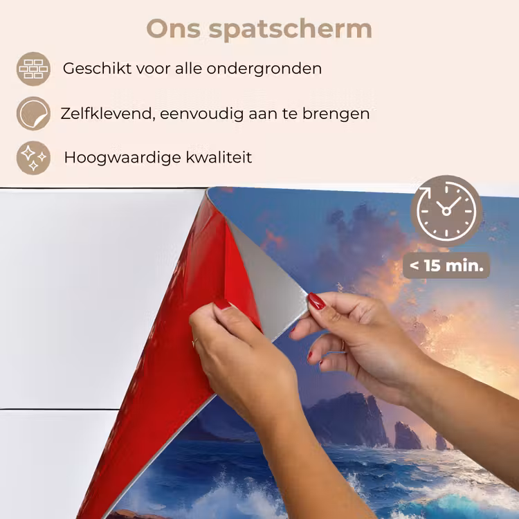 Spatscherm keuken - Golven - Zee - Kleurrijk - Rotsen — 4