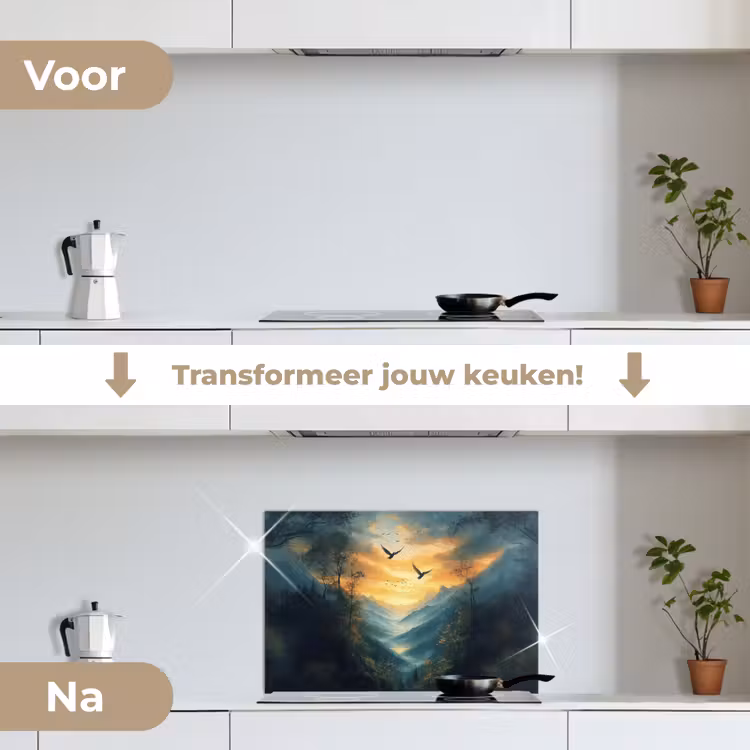 Spatscherm keuken - Vogels - Zon - Bomen - Groen — 3