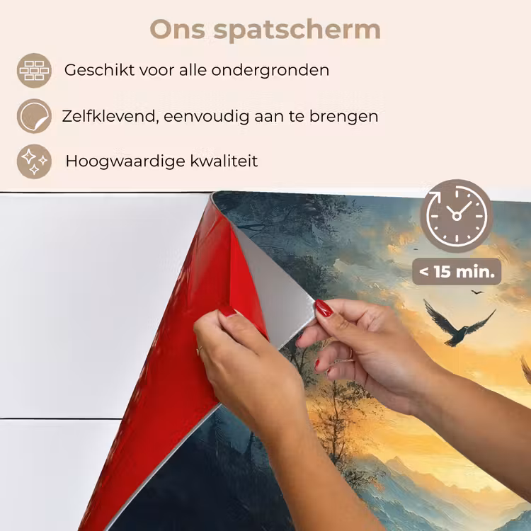 Spatscherm keuken - Vogels - Zon - Bomen - Groen — 4