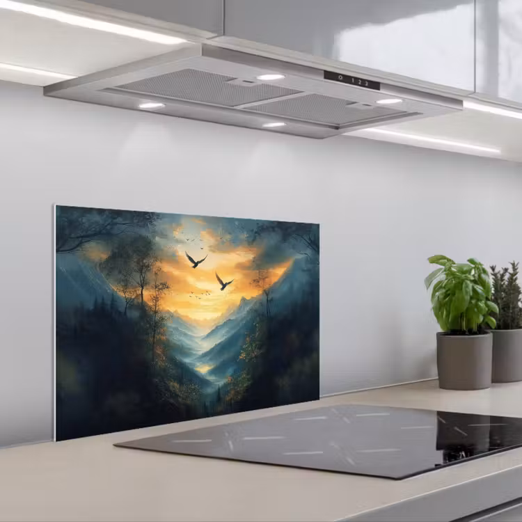 Spatscherm keuken - Vogels - Zon - Bomen - Groen — 5