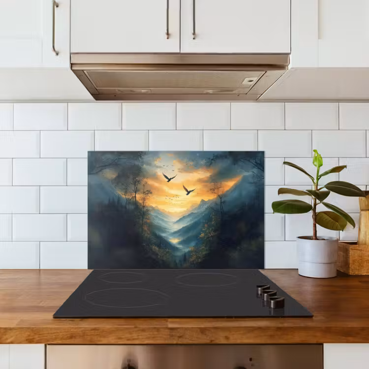 Spatscherm keuken - Vogels - Zon - Bomen - Groen — 6