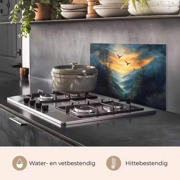 Spatscherm keuken - Vogels - Zon - Bomen - Groen — 7