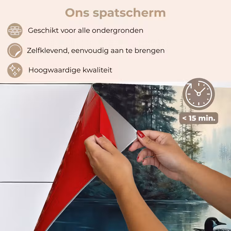 Spatscherm keuken - Bos - Water - Eenden - Mistig — 4
