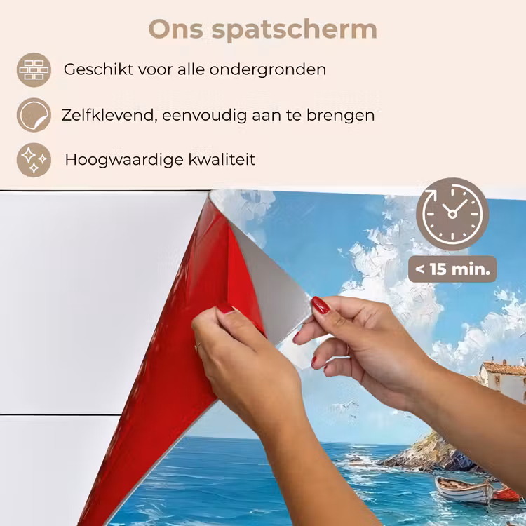 Spatscherm keuken - Boten - Rotsen - Zee - Zon — 4
