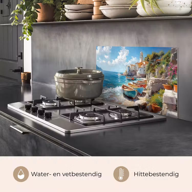 Spatscherm keuken - Boten - Rotsen - Zee - Zon — 7
