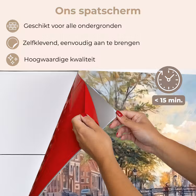 Spatscherm keuken - Brug - Stad - Huizen - Boot — 4