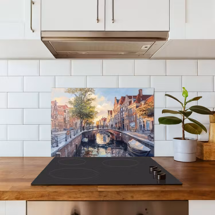 Spatscherm keuken - Brug - Stad - Huizen - Boot — 6