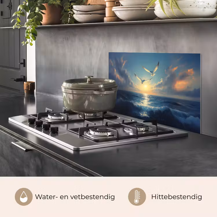 Spatscherm keuken - Meeuwen - Zee - Wolken -Blauw — 7