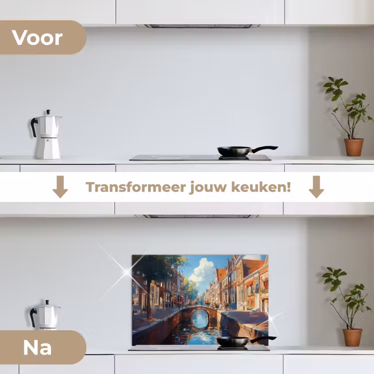 Spatscherm keuken - Stad - Gracht - Zon - Fietsen — 3