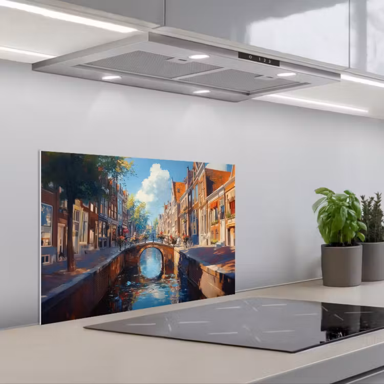 Spatscherm keuken - Stad - Gracht - Zon - Fietsen — 5