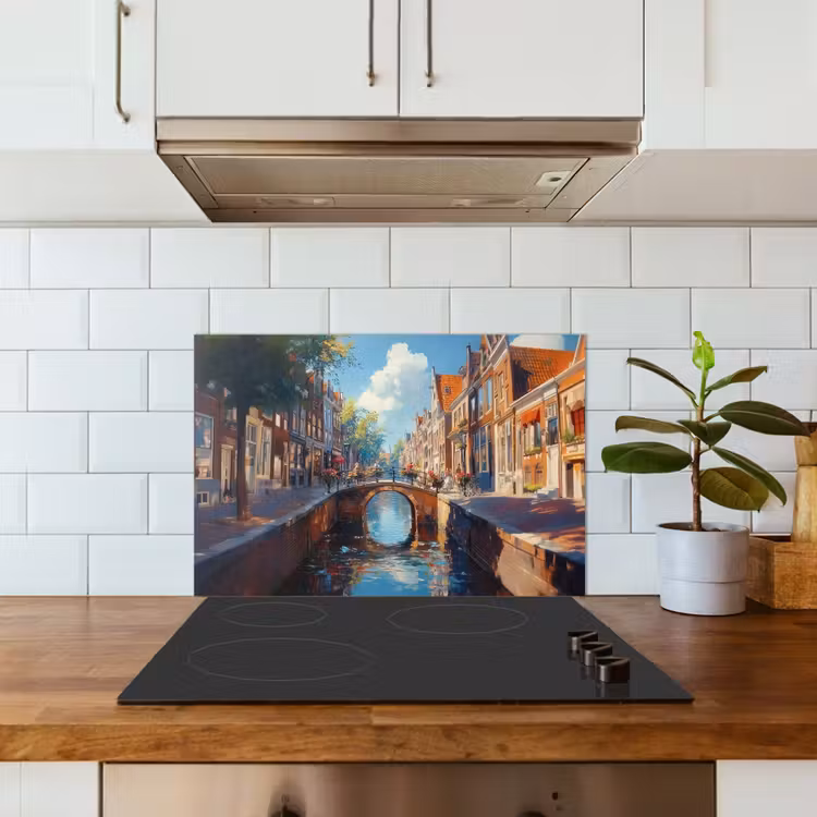 Spatscherm keuken - Stad - Gracht - Zon - Fietsen — 6