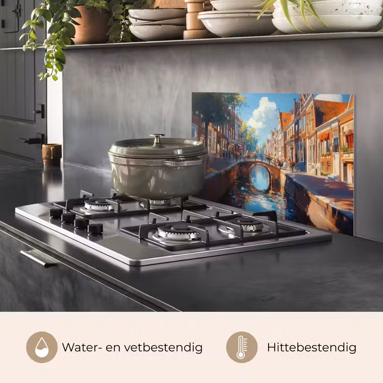 Spatscherm keuken - Stad - Gracht - Zon - Fietsen — 7