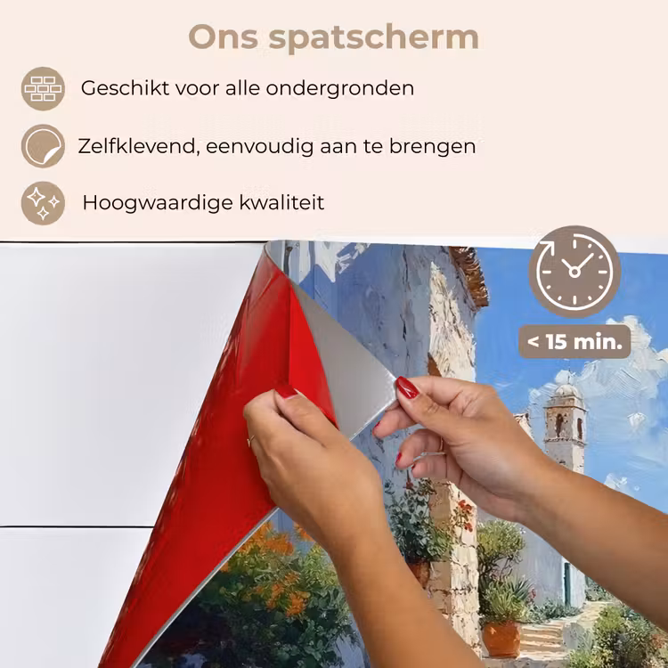 Spatscherm keuken - Trap - Huizen - Berglandschap - Zee — 4