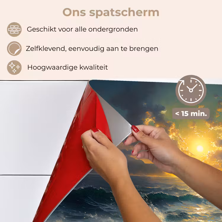 Spatscherm keuken - Zee - Zon - Golven - Rotsen — 4