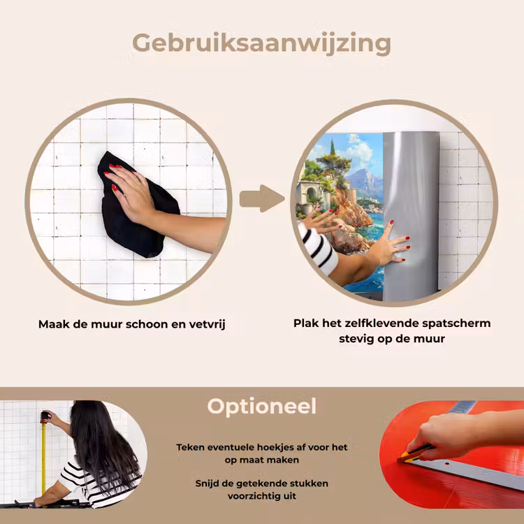 Spatscherm keuken - Zeilboot - Rotsen - Kust - Huizen — 8