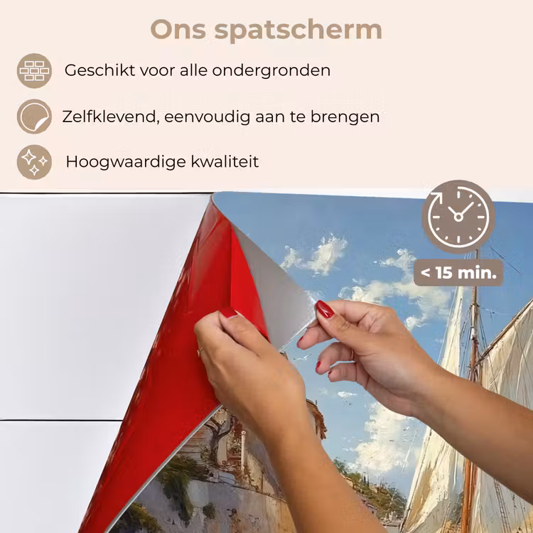 Spatscherm keuken - Zeilschip - Huizen - Kade - Zee — 4