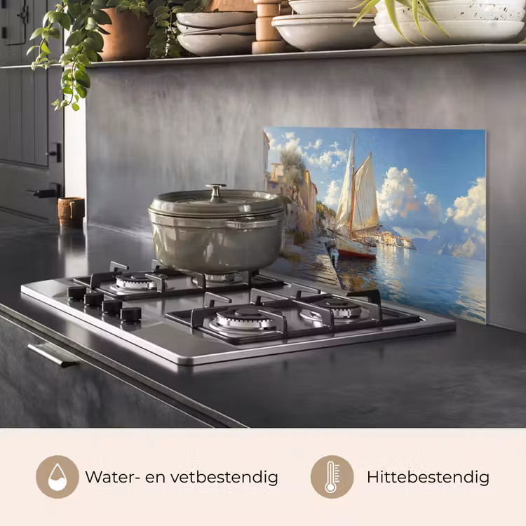 Spatscherm keuken - Zeilschip - Huizen - Kade - Zee — 7