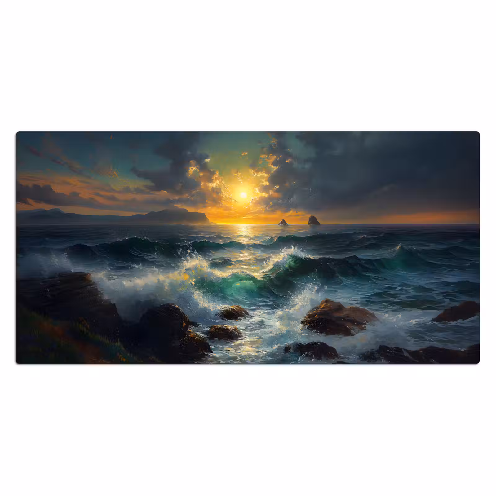 Bureau onderlegger - Zee - Zon - Golven - Rotsen — 1