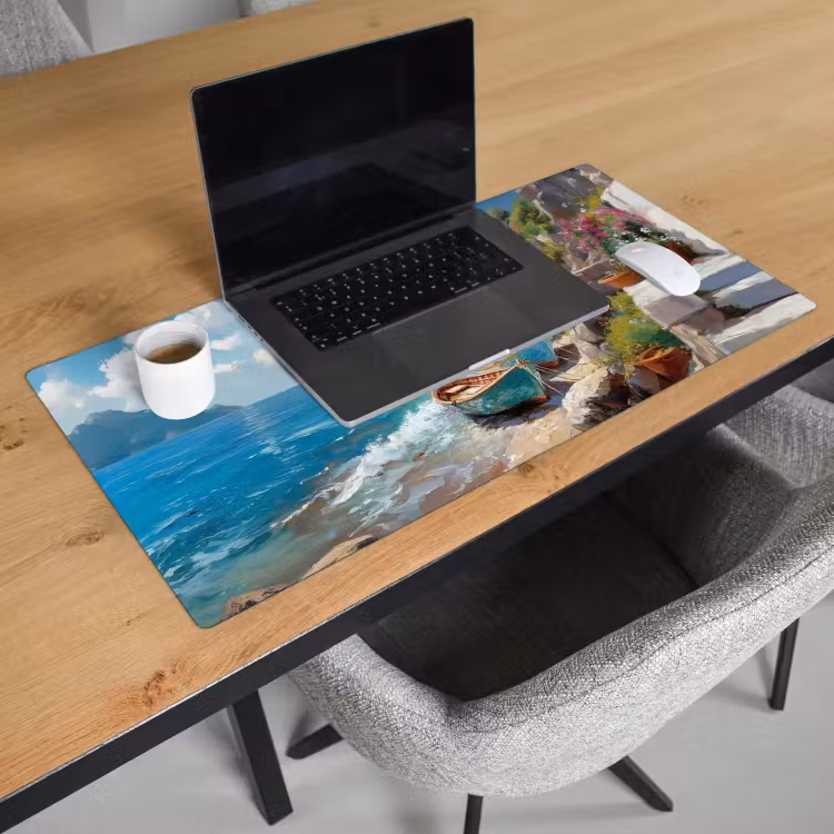 Bureau onderlegger - Boten - Rotsen - Zee - Zon — 2