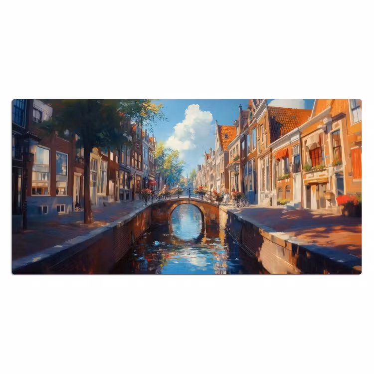 Bureau onderlegger - Stad - Gracht - Zon - Fietsen — 1