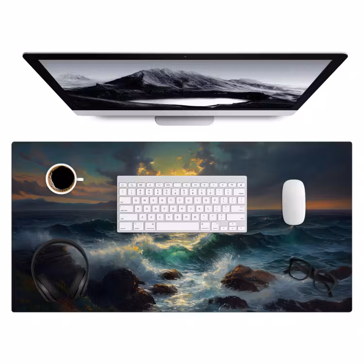 Bureau onderlegger - Zee - Zon - Golven - Rotsen — 3