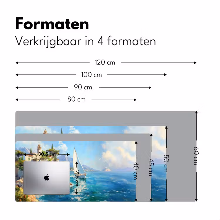 Bureau onderlegger - Zeilboot - Rotsen - Kust - Huizen — 7