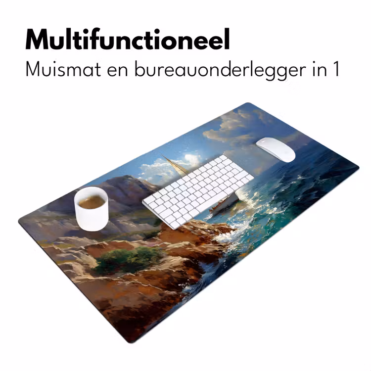 Bureau onderlegger - Zeilschip - Zee - Rotsen - Wolken — 6