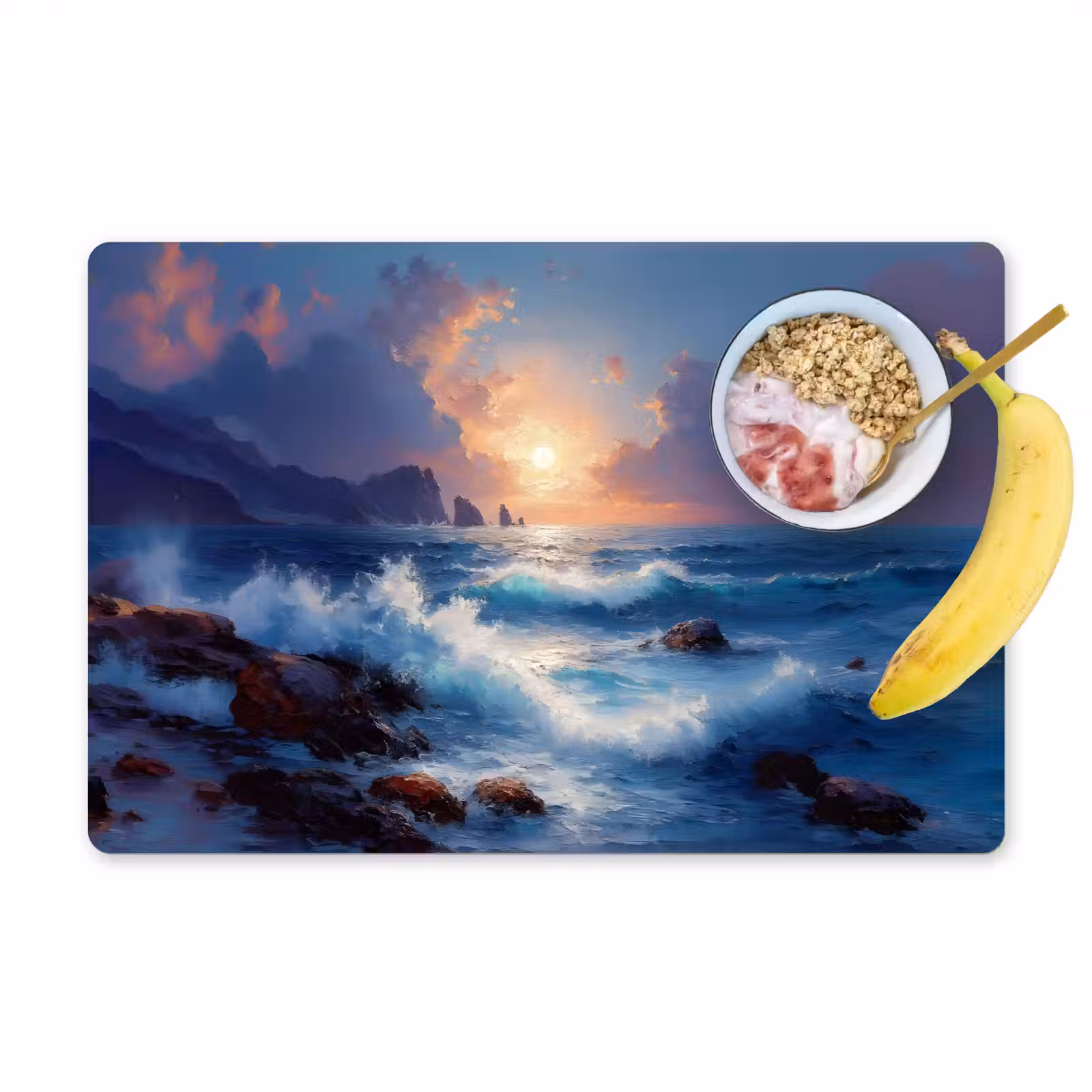 Placemat - 6 stuks - Golven - Zee - Kleurrijk - Rotsen — 1
