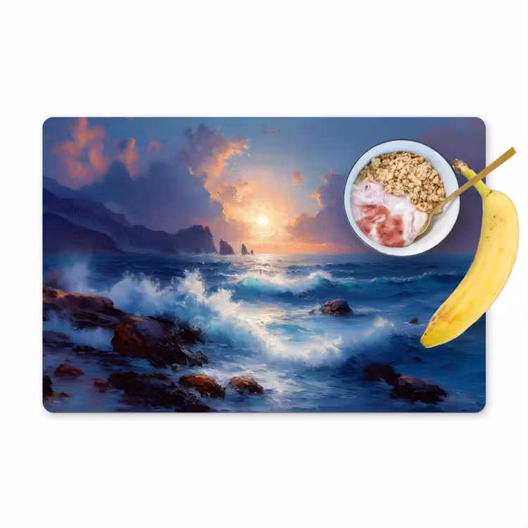 Placemat - 6 stuks - Golven - Zee - Kleurrijk - Rotsen — 1