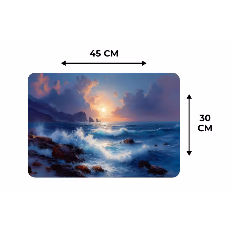 Placemat - 6 stuks - Golven - Zee - Kleurrijk - Rotsen — 3