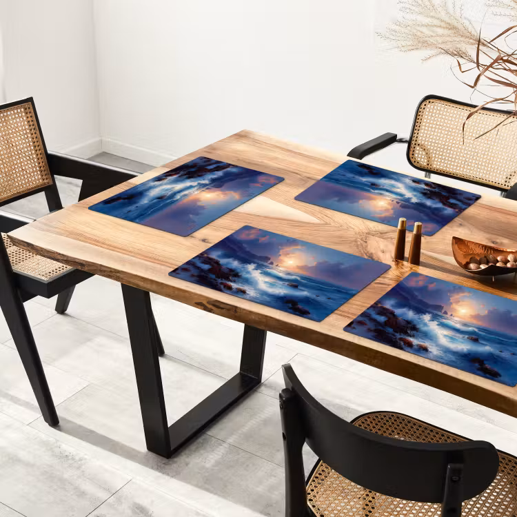 Placemat - 6 stuks - Golven - Zee - Kleurrijk - Rotsen — 5