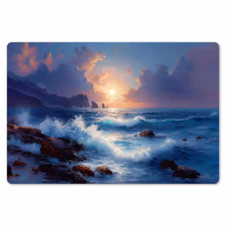 Placemat - 6 stuks - Golven - Zee - Kleurrijk - Rotsen — 7