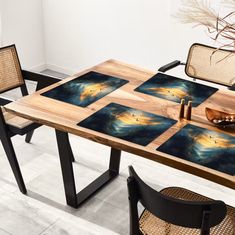 Placemat - 6 stuks - Vogels - Zon - Bomen - Groen — 5