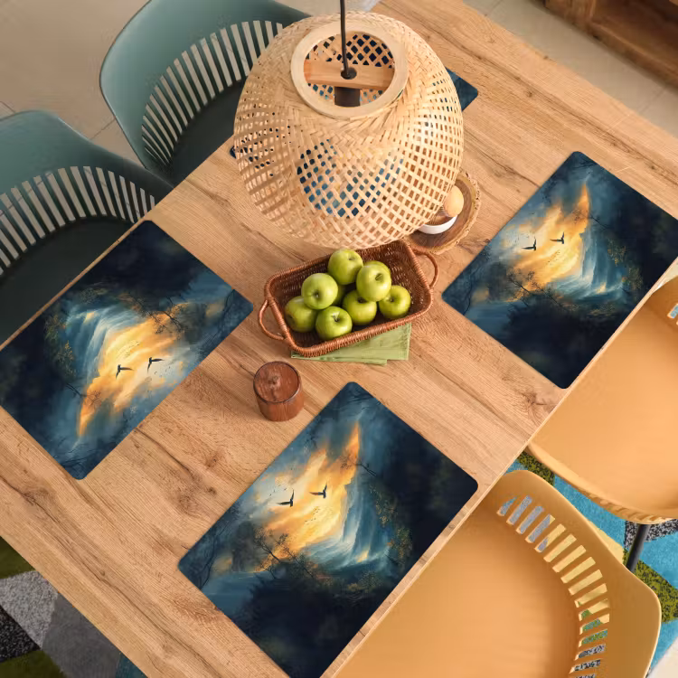 Placemat - 6 stuks - Vogels - Zon - Bomen - Groen — 6