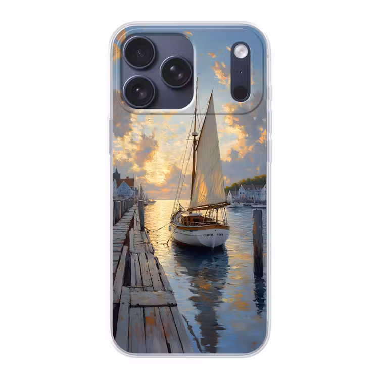 Telefoonhoesje Softcase - Zeilboot - Zon - Pier - Hout — 1