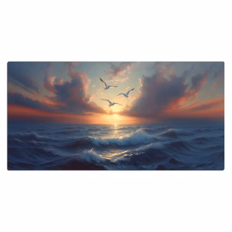 Bureau onderlegger - Meeuwen - Zonsondergang - Zee - Wolken — 1