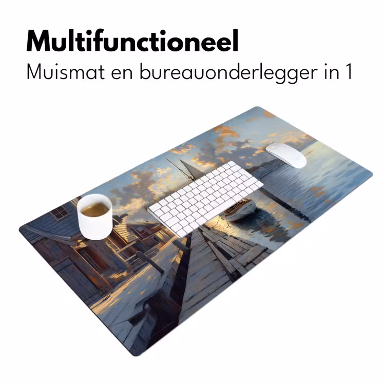 Bureau onderlegger - Zeilboot - Zon - Pier - Hout — 6